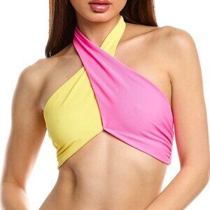 Beach Riot Jessica Bikini Top Halter Small S Coral Reef Colorblock NWT